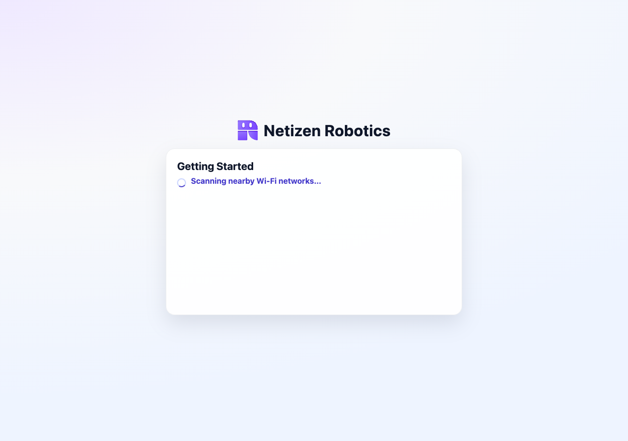 Robot setup page scanning nearby Wi-Fi networks.